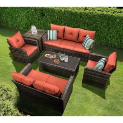 6pc Wicker Outdoor Conversation Set With Cushions - Orange - EDYO LIVING 23 6pc Wicker Outdoor Conversation Set With Cushions - Orange - EDYO LIVING -Crosley Shop GUEST a16a3951 7c58 45e8 be66 c48fa4c1416a
