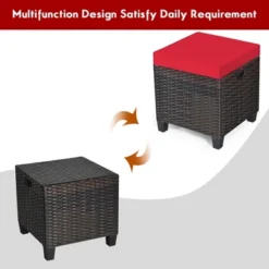 Costway 2PCS Patio Rattan Ottoman Cushioned Seat Foot Rest Coffee Table Red -Crosley Shop GUEST a1859c0e c3d6 4a74 8c53 2d248e0fe2cf