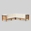 Oana 5pc Acacia Wood V-Shaped Sectional Sofa Set Teak/Beige - Christopher Knight Home -Crosley Shop GUEST a20015c6 674e 43f7 b185 5ed34977793f