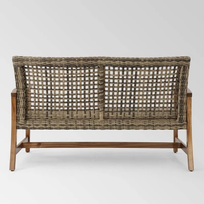 Hampton Wicker Loveseat - Natural/Gray - Christopher Knight Home 7 Hampton Wicker Loveseat - Natural/Gray - Christopher Knight Home - Image 5