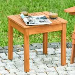 Costway 2PCS Wooden Square Side End Table Patio Coffee Bistro Table Indoor Outdoor Natural -Crosley Shop GUEST a3e17b27 c81c 46bf aa55 1c1ed2467c46