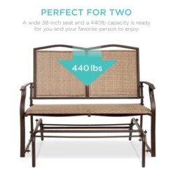 Best Choice Products 2-Person Outdoor Swing Glider, Patio Loveseat, Steel Bench Rocker For Porch W/ Armrests -Crosley Shop GUEST a425a558 a821 4247 8e87 f61fcab53d18