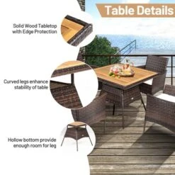 Costway 5PCS Patio Rattan Dining Furniture Set Arm Chair Wooden Table Top -Crosley Shop GUEST a460e0f5 dceb 4cca bf37 62ad5a9cd282