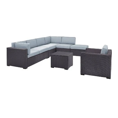Biscayne 6pc Outdoor Wicker Sectional Set - Mist - Crosley 4 Biscayne 6pc Outdoor Wicker Sectional Set - Mist - Crosley - Image 2