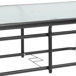 Emma And Oliver 31.5" X 55" Rectangular Tempered Glass Metal Table With Umbrella Hole -Crosley Shop GUEST a4dadb2d 8b6c 47d2 872c 8e724d21f368