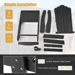 Costway Patio HIPS Adirondack Chair With Cup Holder Weather Resistant Outdoor 380 LBS Black/Teak/Green/Navy/Red/Gray/White/Yellow 25 Costway Patio HIPS Adirondack Chair With Cup Holder Weather Resistant Outdoor 380 LBS Black/Teak/Green/Navy/Red/Gray/White/Yellow -Crosley Shop GUEST a590df61 18ed 4b13 94de 7f5c32890002