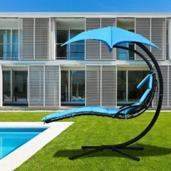 Costway Hanging Swing Chair Hammock Chair W/ Pillow Canopy Stand BlueNavyOrange -Crosley Shop GUEST a5928ac9 6e11 4a2c baf1 22f2e25f62d3