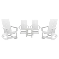 Merrick Lane Wellington 3 Piece Patio Furniture Set Includes All-Weather UV Treated Adirondack Rocking Chairs And Side Table -Crosley Shop GUEST a5979838 3a83 4565 9c51 e989887405f9