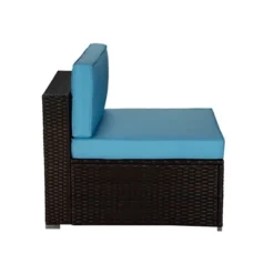 5pc Rattan Wicker Outdoor Conversation Set - Gray/Blue - GODEER -Crosley Shop GUEST a5a172b3 2523 49e8 aee4 09108fb95f9e
