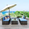 5pc Wicker Patio Sectional Seating Set With Cushions - Black/Blue - GODEER 1 5pc Wicker Patio Sectional Seating Set With Cushions - Black/Blue - GODEER -Crosley Shop GUEST a5b0262b a1cb 420d a26a ad14fce4f5de