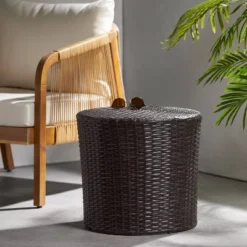 Keaton Wicker Barrel Side Table - Brown- Christopher Knight Home -Crosley Shop GUEST a62e33bb 992b 45bd a5c8 6aaf0e868867
