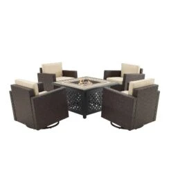 Palm Harbor 5pc Outdoor Wicker Conversation Set With Fire Table - Sand - Crosley 14 Palm Harbor 5pc Outdoor Wicker Conversation Set With Fire Table - Sand - Crosley -Crosley Shop GUEST a6d4efad 8092 41b5 9b40 07b73a869873