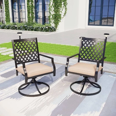 5pc Outdoor Conversation Set With Swivel Chairs & 28" Square Propane Fire Table - Captiva Designs 6 5pc Outdoor Conversation Set With Swivel Chairs & 28" Square Propane Fire Table - Captiva Designs - Image 4