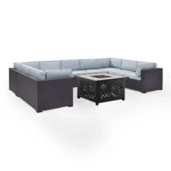 Biscayne 6pc Outdoor Wicker Sectional Set With Fire Table - Mist - Crosley 12 Biscayne 6pc Outdoor Wicker Sectional Set With Fire Table - Mist - Crosley -Crosley Shop GUEST a7636de9 f985 4553 887b ba149be59222