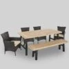 Jacks 6pc Acacia Wood & Wicker Patio Dining Set - Brown - Christopher Knight Home -Crosley Shop GUEST a783dff8 524a 49ff 87bd 0f4e4d68b25f