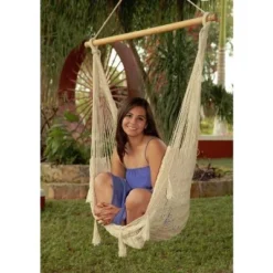 Sunnydaze Decor Sunnydaze Cotton/Nylon Outdoor Mayan Hammock Chair With Adjustable Stand - 330 Lb Weight Capacity - Natural -Crosley Shop GUEST a7b8c13a 80c9 40cb 9960 fad61b66cdc8