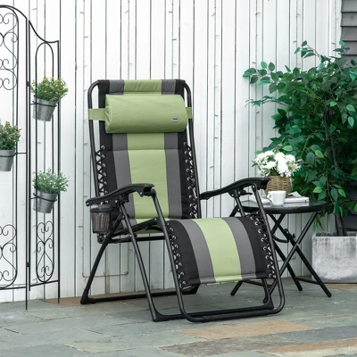 Outsunny XL Oversize Zero Gravity Recliner, Padded Patio Lounger Chair, Folding Chair With Adjustable Backrest, Cup Holder And Headrest For Backyard, Poolside, Lawn 4 Outsunny XL Oversize Zero Gravity Recliner, Padded Patio Lounger Chair, Folding Chair With Adjustable Backrest, Cup Holder And Headrest For Backyard, Poolside, Lawn - Image 2