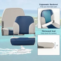 Costway 2-Piece Folding Boat Seat Set With Sponge Padding & Aluminum Hinges Low Back Blue -Crosley Shop GUEST a89249a7 ba28 4ede b7fa bcaaf5afb9f3