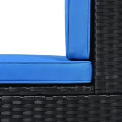 5pc Wicker Patio Sectional Seating Set With Cushions - Black/Blue - GODEER 35 5pc Wicker Patio Sectional Seating Set With Cushions - Black/Blue - GODEER -Crosley Shop GUEST aa9c4f59 5a03 4a21 8c2f cda417ee770d