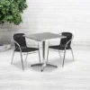 Emma And Oliver 27.5" Square Aluminum Garden Patio Table Set With 2 Rattan Chairs -Crosley Shop GUEST ab1420bc 6e5d 44a3 9037 a93064667463