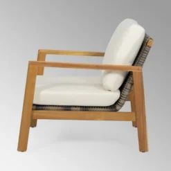 Nova 2pk Acacia Wood Club Chairs - Teak/Gray/Beige - Christopher Knight Home -Crosley Shop GUEST ab943c29 41ce 477c a5a7 dfb2b109996c