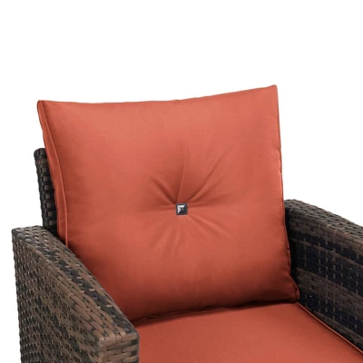 6pc Wicker Outdoor Conversation Set With Cushions - Orange - EDYO LIVING 10 6pc Wicker Outdoor Conversation Set With Cushions - Orange - EDYO LIVING - Image 8