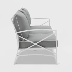 Kaplan Outdoor Metal Sofa White With Gray Cushions - Crosley -Crosley Shop GUEST abd82e14 ee96 4695 8113 f8178115029c