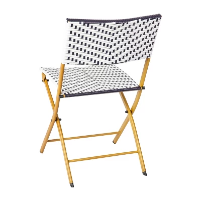 Emma And Oliver Three Piece Folding French Bistro Set In PE Rattan With Metal Frames For Indoor And Outdoor Use 14 Emma And Oliver Three Piece Folding French Bistro Set In PE Rattan With Metal Frames For Indoor And Outdoor Use - Image 12