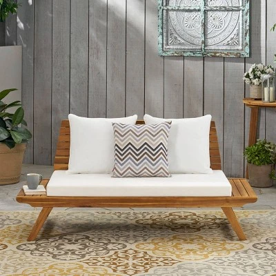 Sedona Wooden Loveseat - Teak/White - Christopher Knight Home 3 Sedona Wooden Loveseat - Teak/White - Christopher Knight Home