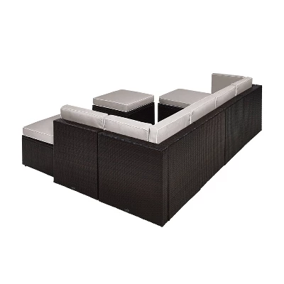 Palm Harbor 8pc All-Weather Wicker Patio Seating Set - Gray - Crosley 4 Palm Harbor 8pc All-Weather Wicker Patio Seating Set - Gray - Crosley - Image 2