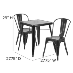 Flash Furniture Commercial Grade 23.75" Square Metal Indoor-Outdoor Table Set With 2 Stack Chairs -Crosley Shop GUEST ad471c99 8687 452c 859f e9fdefaf2161