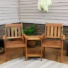 Sunnydaze Decor Sunnydaze Outdoor Meranti Wood With Teak Oil Finish Jack-and-Jill Patio Chairs With Attached Table - Brown -Crosley Shop GUEST add65424 476f 4b13 9557 3aa11ef69737
