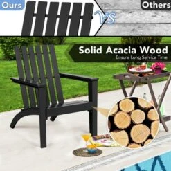 Tangkula 3PCS Patio Adirondack Chair Side Table Set Solid Wood Garden Deck Bistro Set Classic Furniture -Crosley Shop GUEST ae243871 cc68 48b7 8108 b6d41f041e29