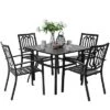 Captiva Designs 5pc Steel Outdoor Patio Dining Set With 37" Square Table Black -Crosley Shop GUEST ae358c7c c11b 4649 b57b 128e377762d9