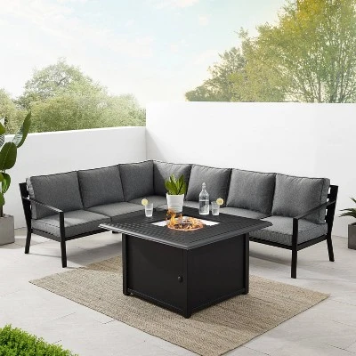 5pc Clark Outdoor Steel Fire Pit Set - Crosley 3 5pc Clark Outdoor Steel Fire Pit Set - Crosley