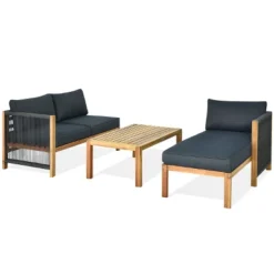 Costway 3PCS Patio Sofa Furniture Set Thick Cushion Acacia Wood -Crosley Shop GUEST b035e221 04c3 4aac 8587 6977fa23f2e4
