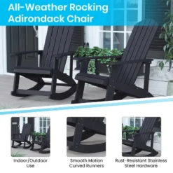 Flash Furniture Set Of 4 Savannah All-Weather Poly Resin Wood Adirondack Rocking Chairs With Side Table -Crosley Shop GUEST b10ac1ca 72e0 4a41 9181 c98bfe18817a