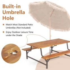 Costway Acacia Wood Patio Picnic Table Bench Set With 71'' Tabletop & 2'' Umbrella Hole 15 Costway Acacia Wood Patio Picnic Table Bench Set With 71'' Tabletop & 2'' Umbrella Hole -Crosley Shop GUEST b187f5bf 7b91 4df7 a1af 05c655c9df1c
