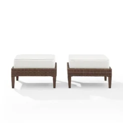 Capella 2pk Outdoor Wicker Ottomans - Cream/Brown - Crosley -Crosley Shop GUEST b18cd871 8d24 4f71 94c9 59e7747209d5