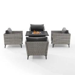 Richland 5pc Outdoor Wicker Conversation Set With Fire Table - Crosley 19 Richland 5pc Outdoor Wicker Conversation Set With Fire Table - Crosley -Crosley Shop GUEST b1c483d7 eaae 4b4a abec 7b3f172574b4