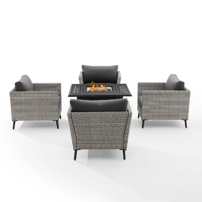 Richland 5pc Outdoor Wicker Conversation Set With Fire Table - Crosley 8 Richland 5pc Outdoor Wicker Conversation Set With Fire Table - Crosley - Image 6