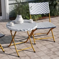 Emma And Oliver Three Piece Folding French Bistro Set In PE Rattan With Metal Frames For Indoor And Outdoor Use 20 Emma And Oliver Three Piece Folding French Bistro Set In PE Rattan With Metal Frames For Indoor And Outdoor Use -Crosley Shop GUEST b1c6e330 b27b 499b 8075 ec627676015b