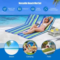 Costway 3-Piece Beach Lounge Chair Mat Set 2 Adjustable Lounge Chairs With Table BlueStripe 15 Costway 3-Piece Beach Lounge Chair Mat Set 2 Adjustable Lounge Chairs With Table BlueStripe -Crosley Shop GUEST b1d65db7 0307 478a 861a ba6f318cf6c9