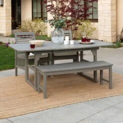 Ravenscroft 4pc Extendable Acacia Wood Outdoor Dining Set - Saracina Home -Crosley Shop GUEST b20e0fe7 9276 456a 86ae 1099a38eba59