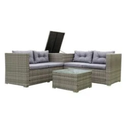 4pc Wicker Patio Conversation Seating Set With Thick Cushions - Gray - GODEER -Crosley Shop GUEST b22dd108 745d 4f06 9b55 e27a34ee4b58