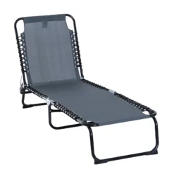 Outsunny Outdoor Folding Chaise Lounge Chair Portable Lightweight Reclining Garden Sun Lounger With 4-Position Adjustable Backrest For Patio, Deck, And Poolside -Crosley Shop GUEST b26a2e01 b22d 4cfc b423 ca97653c74af