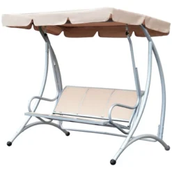 Outsunny 3 Person Patio Swing Seats, Porch Swing With Stand And Adjustable Canopy Outdoor Swing Chair Bench For Garden, Poolside -Crosley Shop GUEST b27e39bf d379 4c76 b522 3c5128d9dbc4