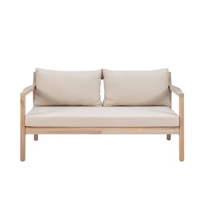 Linon Melita Acacia Two Seater Sofa Beige/White 4 Linon Melita Acacia Two Seater Sofa Beige/White - Image 2