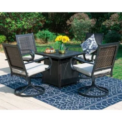 5pc Patio Dining Set With Steel Fire Pit Table & 360 Swivel Chairs - Captiva Designs -Crosley Shop GUEST b46972f6 16c2 4f73 8bd9 81589dc1cd86