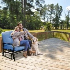 Costway Glider Outdoor Patio Rocking Bench Loveseat Cushioned Seat Steel Frame Blue 13 Costway Glider Outdoor Patio Rocking Bench Loveseat Cushioned Seat Steel Frame Blue -Crosley Shop GUEST b4a2a19e 72af 4f3b 8aa7 91b5364b9d50